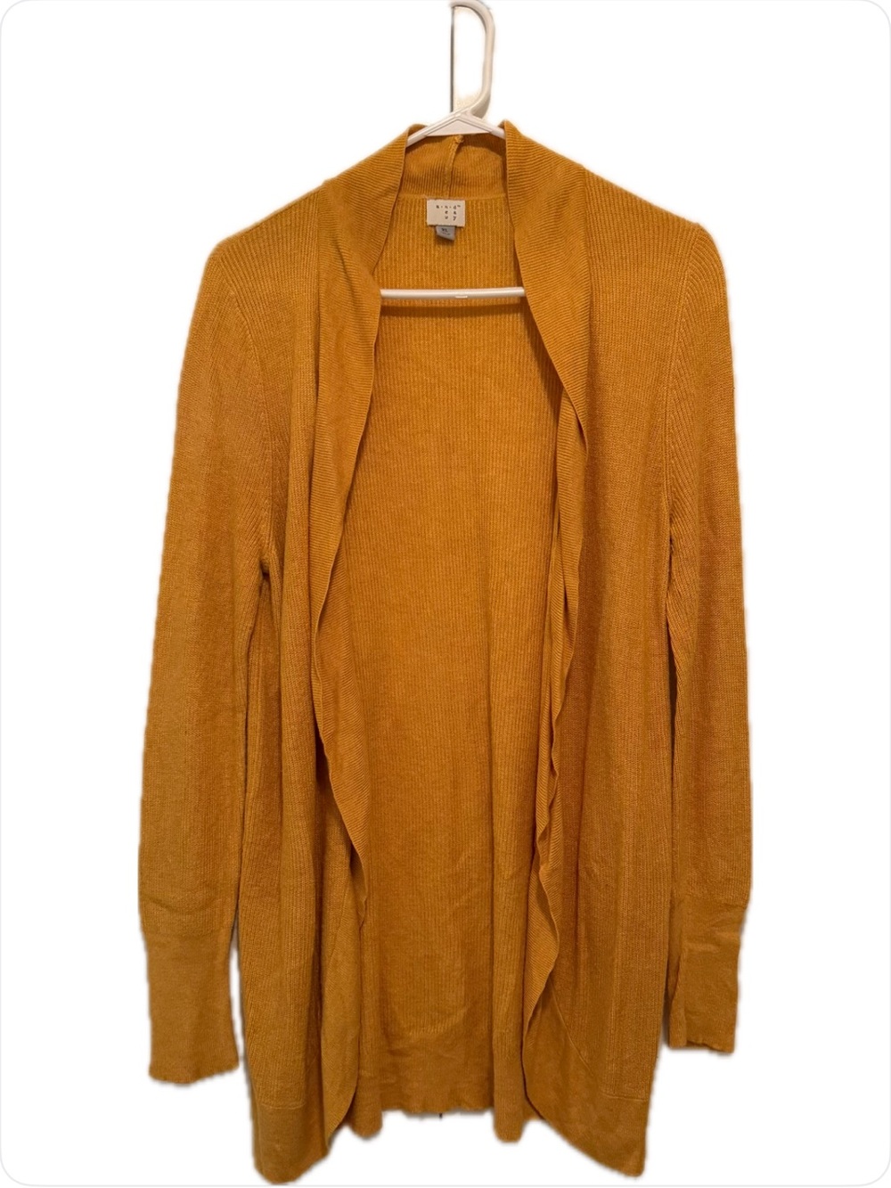 A New Day Open-Front Mustard Women's Long-Sleeve Cardigan Sweater
